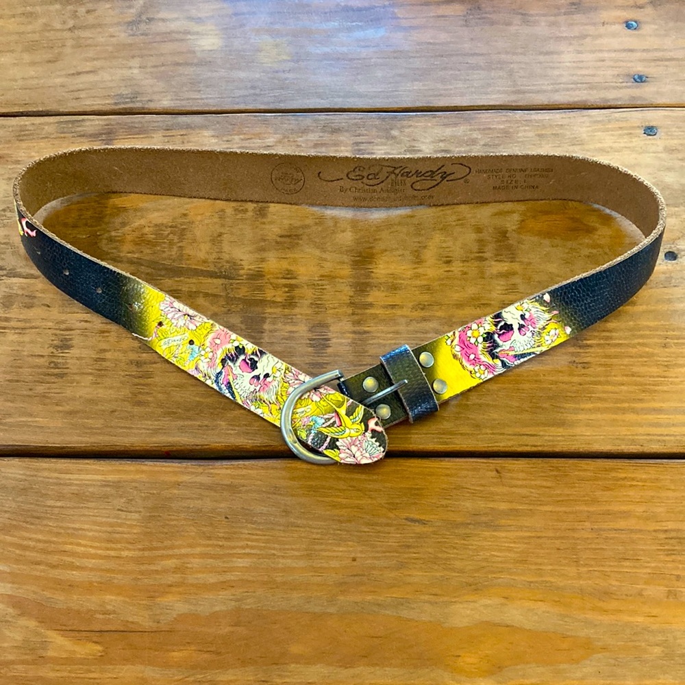 Vintage Handmade Ed Hardy Belt size Large